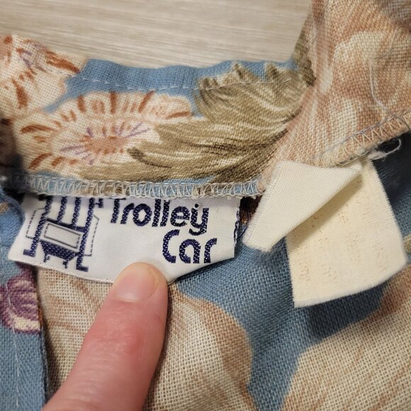 Vtg Trolley Car Floral High-Waisted Dress With Button Detail Boho Hippie READ - Picture 6 of 10